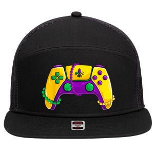 Video Game Beads Kids Mardi Gras Shirts, Gamer Boys Men 7 Panel Mesh Trucker Snapback Hat