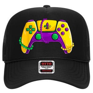 Video Game Beads Kids Mardi Gras Shirts, Gamer Boys Men High Crown Mesh Back Trucker Hat