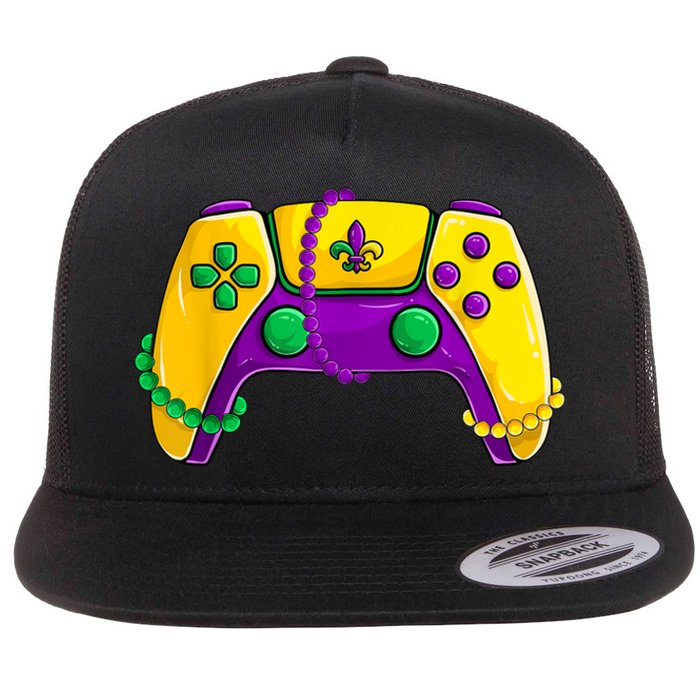 Video Game Beads Kids Mardi Gras Shirts, Gamer Boys Men Flat Bill Trucker Hat