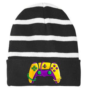 Video Game Beads Kids Mardi Gras Shirts, Gamer Boys Men Striped Beanie with Solid Band