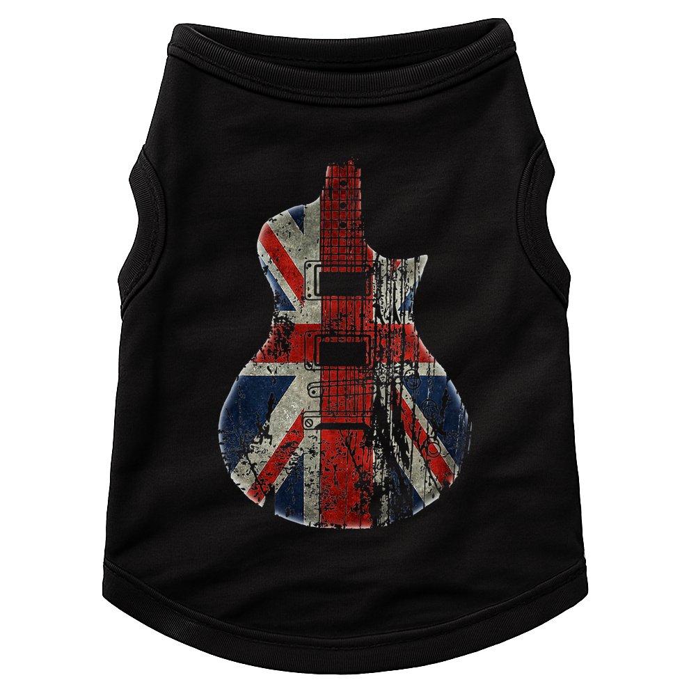 Vintage Guitar British Jack Union Flag Rock Guitarist Doggie Tank