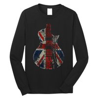 Vintage Guitar British Jack Union Flag Rock Guitarist Long Sleeve Shirt