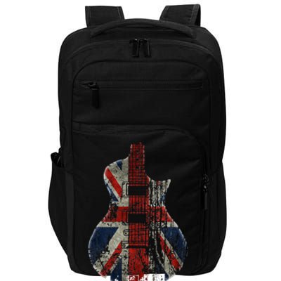 Vintage Guitar British Jack Union Flag Rock Guitarist Impact Tech Backpack