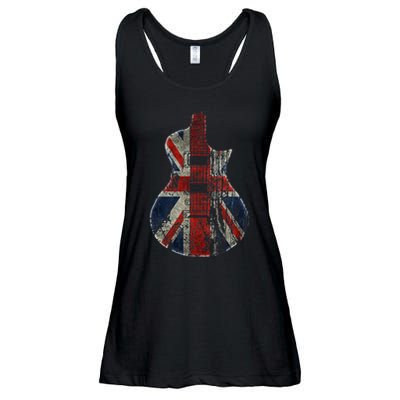 Vintage Guitar British Jack Union Flag Rock Guitarist Ladies Essential Flowy Tank