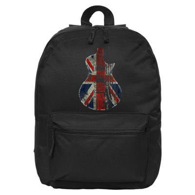 Vintage Guitar British Jack Union Flag Rock Guitarist 16 in Basic Backpack