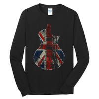 Vintage Guitar British Jack Union Flag Rock Guitarist Tall Long Sleeve T-Shirt