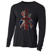 Vintage Guitar British Jack Union Flag Rock Guitarist Cooling Performance Long Sleeve Crew