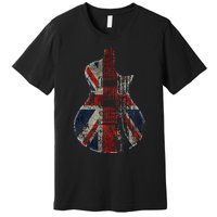 Vintage Guitar British Jack Union Flag Rock Guitarist Premium T-Shirt