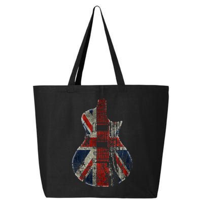 Vintage Guitar British Jack Union Flag Rock Guitarist 25L Jumbo Tote