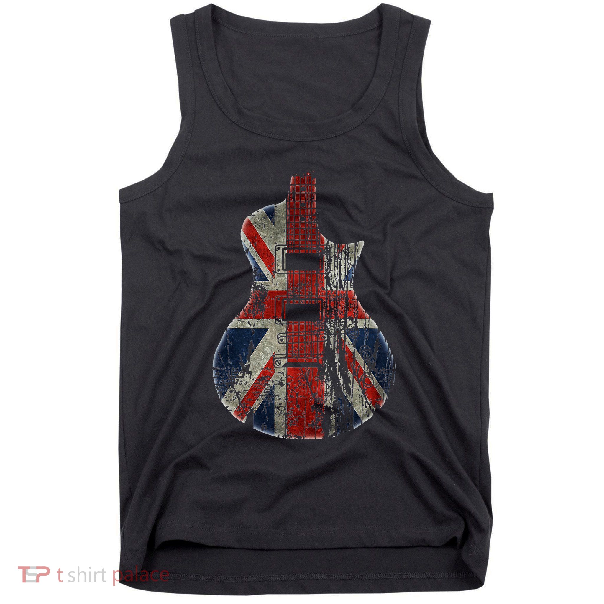 Vintage Guitar British Jack Union Flag Rock Guitarist Tank Top