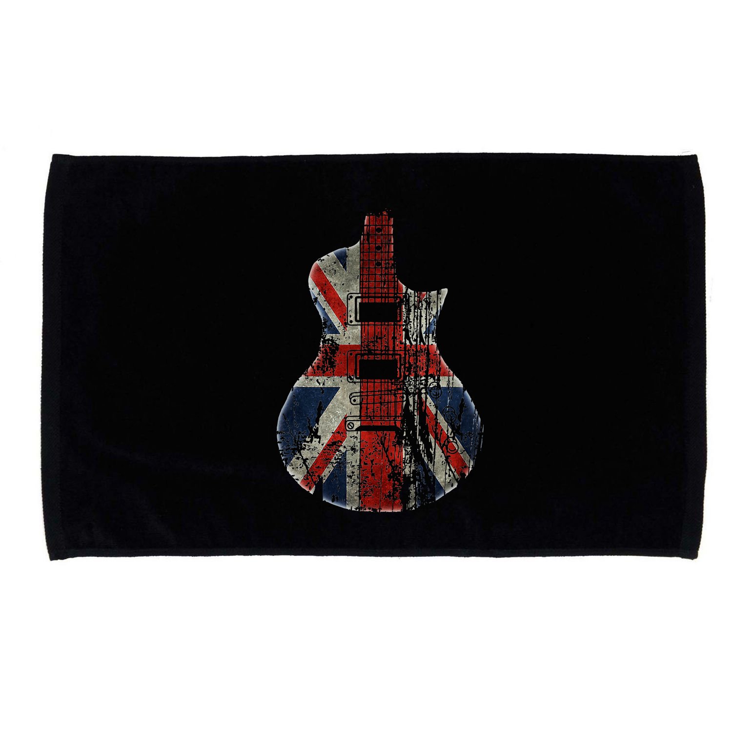 Vintage Guitar British Jack Union Flag Rock Guitarist Microfiber Hand Towel