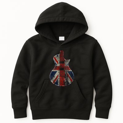 Vintage Guitar British Jack Union Flag Rock Guitarist Kids Hoodie