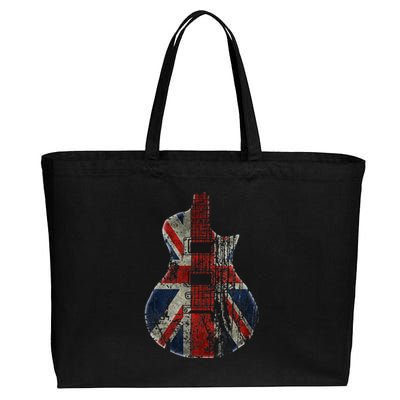 Vintage Guitar British Jack Union Flag Rock Guitarist Cotton Canvas Jumbo Tote