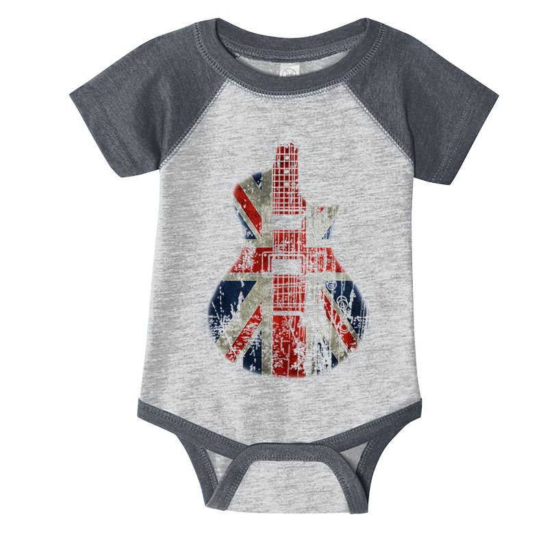 Vintage Guitar British Jack Union Flag Rock Guitarist Infant Baby Jersey Bodysuit