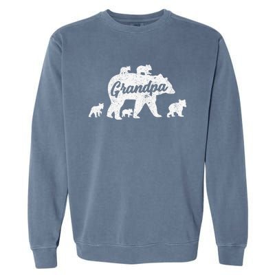 Vintage Grandpa Bear With 5 Cub Fathers Day Garment-Dyed Sweatshirt