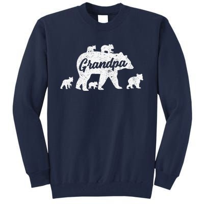 Vintage Grandpa Bear With 5 Cub Fathers Day Tall Sweatshirt