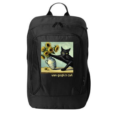 Van Gogh Black Cat With Sunflowers Funny Cat Painting Art Gift City Backpack
