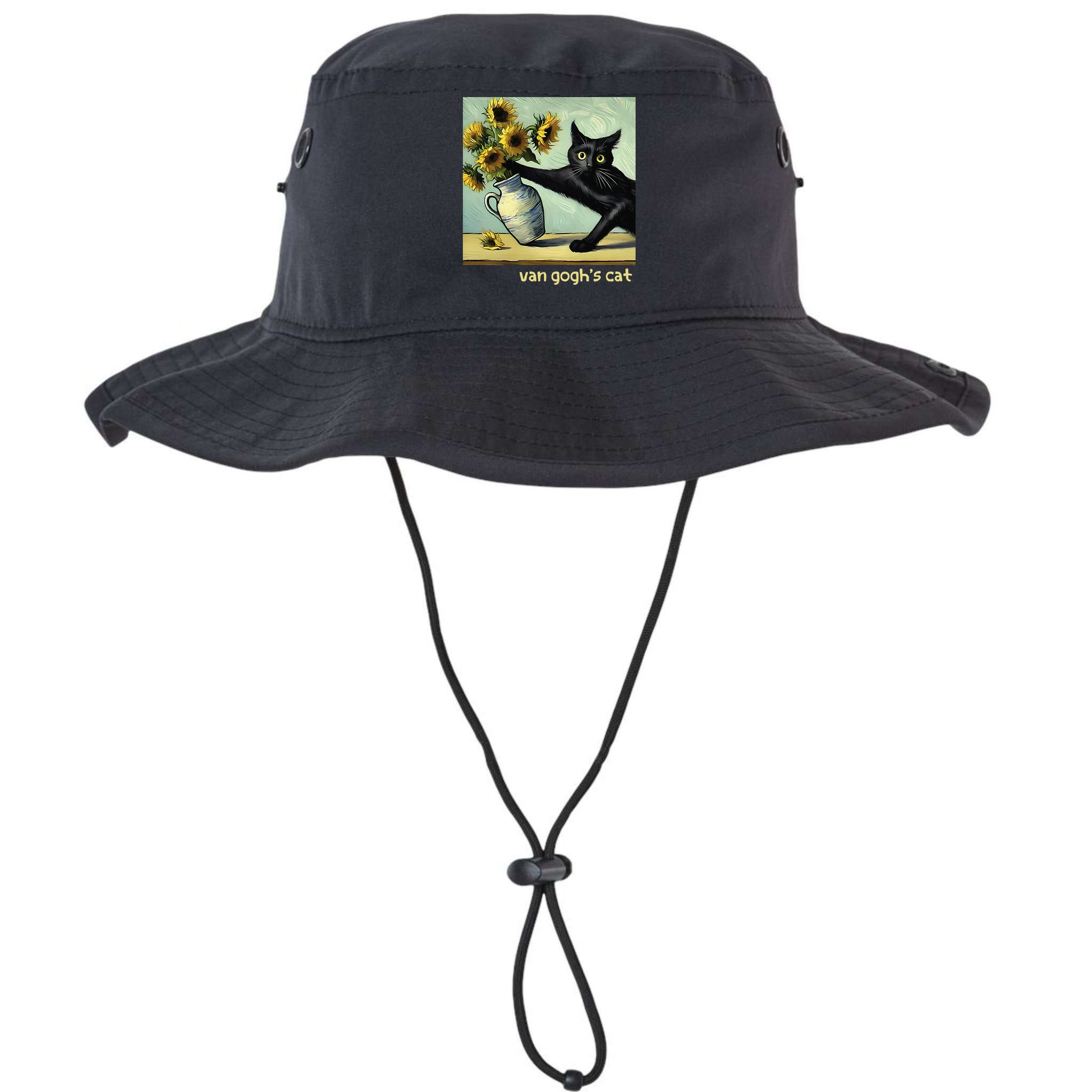 Van Gogh Black Cat With Sunflowers Funny Cat Painting Art Gift Bucket Hat