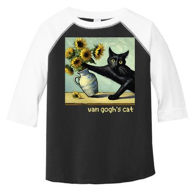 Van Gogh Black Cat With Sunflowers Funny Cat Painting Art Gift Toddler Fine Jersey T-Shirt