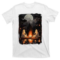 Vintage Ghost Book Reading Camping Gothic Halloween Teachers T-Shirt