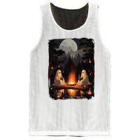 Vintage Ghost Book Reading Camping Gothic Halloween Teachers Mesh Reversible Basketball Jersey Tank