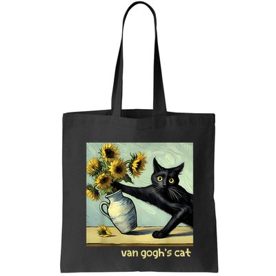 Van Gogh Black Cat With Sunflowers Funny Cat Painting Art Bag