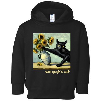 Van Gogh Black Cat With Sunflowers Funny Cat Painting Art Toddler Hoodie