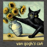 Van Gogh Black Cat With Sunflowers Funny Cat Painting Art Vector Backpack