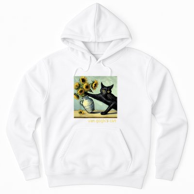Van Gogh Black Cat With Sunflowers Funny Cat Painting Art Hoodie
