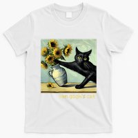 Van Gogh Black Cat With Sunflowers Funny Cat Painting Art T-Shirt