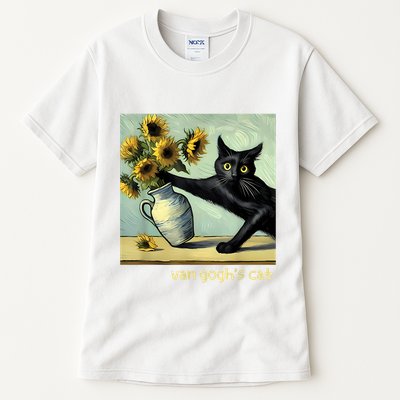 Van Gogh Black Cat With Sunflowers Funny Cat Painting Art Tall T-Shirt