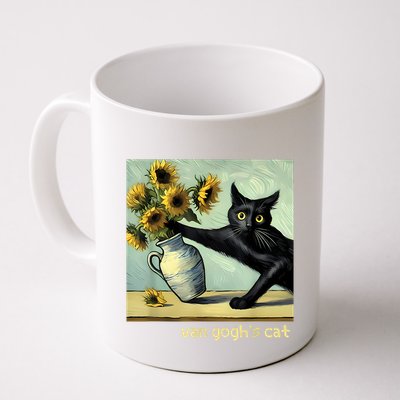 Van Gogh Black Cat With Sunflowers Funny Cat Painting Art Mug