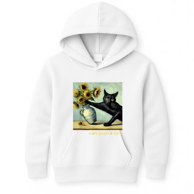 Van Gogh Black Cat With Sunflowers Funny Cat Painting Art Kids Hoodie