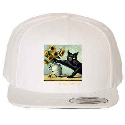 Van Gogh Black Cat With Sunflowers Funny Cat Painting Art Wool Snapback Cap