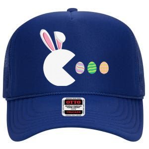 Video Game Bunny Eggs Easter Gamer Gaming Funny High Crown Mesh Back Trucker Hat