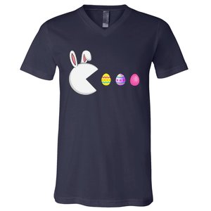 Video Game Bunny Eggs Easter Gamer Gaming V-Neck T-Shirt