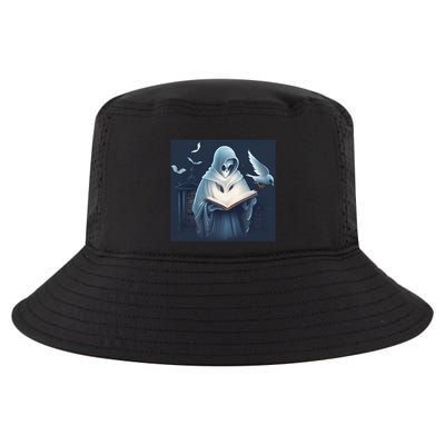 Vintage Ghost Book Reading Librarian Halloween Gift Cool Comfort Performance Bucket Hat