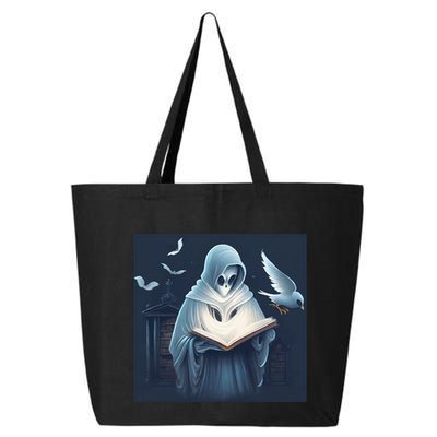 Vintage Ghost Book Reading Librarian Halloween Gift 25L Jumbo Tote