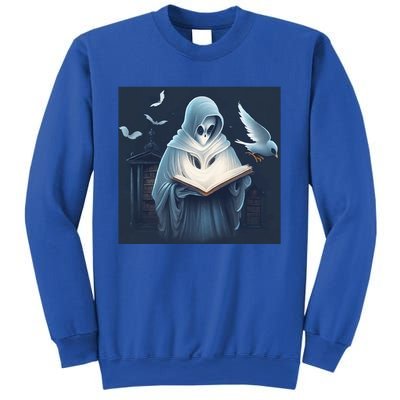 Vintage Ghost Book Reading Librarian Halloween Gift Sweatshirt