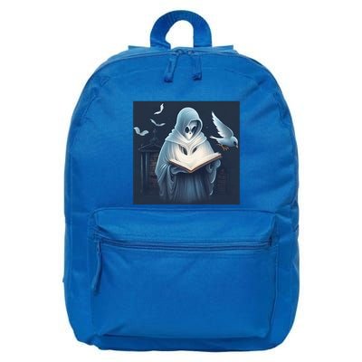 Vintage Ghost Book Reading Librarian Halloween Gift 16 in Basic Backpack