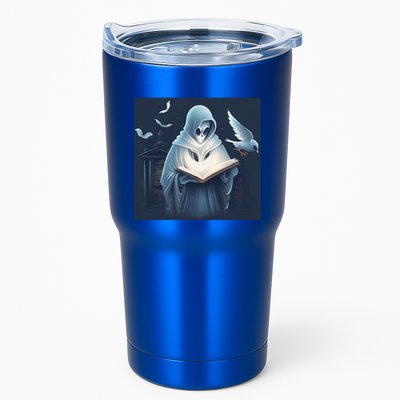 Vintage Ghost Book Reading Librarian Halloween Gift Tumbler