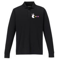 Video Game Bunny Eggs Easter Gamer Performance Long Sleeve Polo