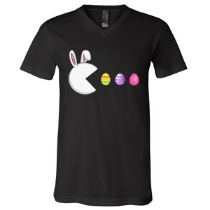 Video Game Bunny Eggs Easter Gamer V-Neck T-Shirt