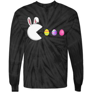 Video Game Bunny Eggs Easter Gamer Tie-Dye Long Sleeve Shirt