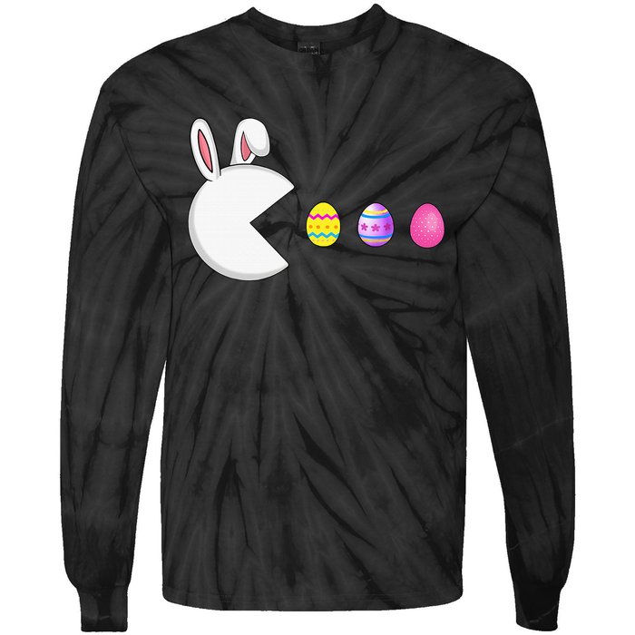 Video Game Bunny Eggs Easter Gamer Tie-Dye Long Sleeve Shirt