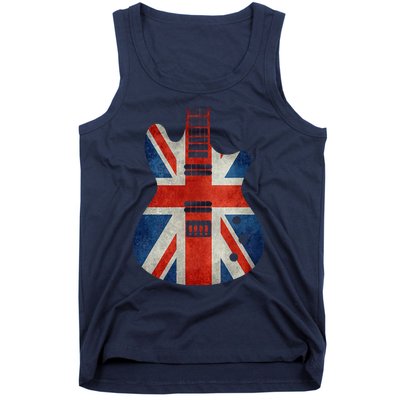 Vintage Guitar British Jack Union Flag Rock Guitarist Tank Top