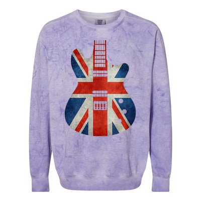 Vintage Guitar British Jack Union Flag Rock Guitarist Colorblast Crewneck Sweatshirt