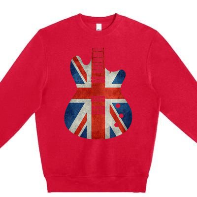 Vintage Guitar British Jack Union Flag Rock Guitarist Premium Crewneck Sweatshirt