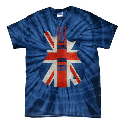 Vintage Guitar British Jack Union Flag Rock Guitarist Tie-Dye T-Shirt