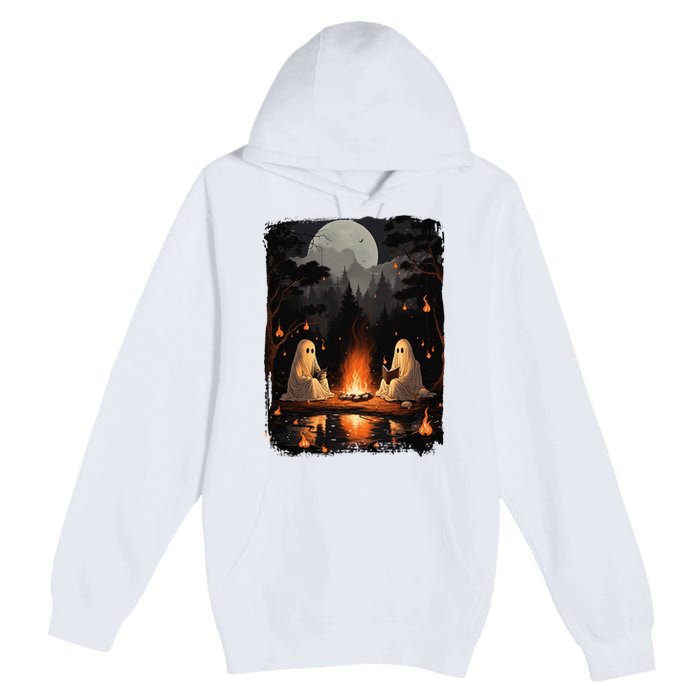 Vintage Ghost Book Reading Camping Gothic Halloween Teachers Premium Pullover Hoodie